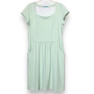 J. McLaughlin Casual Short Sleeve Dress Medium Catalina Cloth mint green pockets
